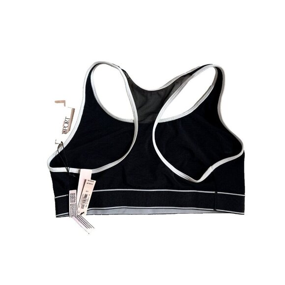 NWT Victoria's Secret Sport Bra Size Large Medium Support Black with white trim - Picture 2 of 11